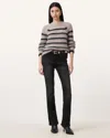 Allsaints Haldan Mid Rise Slim Bootcut Jeans In Washed Black In Black
