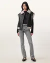 Allsaints Haldan Slim Bootcut Coated Denim Jeans In Washed Grey