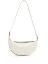 Allsaints Womens White Half Moon Logo-embossed Leather Cross-body Bag In White