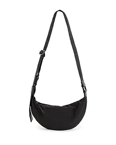 Allsaints Half Moon Crossbody In Black/black