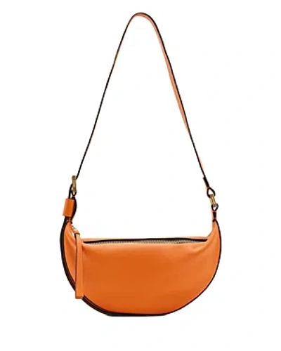 Allsaints Half Moon Leather Cross-body Bag In Pyrole Orange