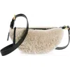 Allsaints Half Moon Genuine Shearling Crossbody In Light Toffee Taupe