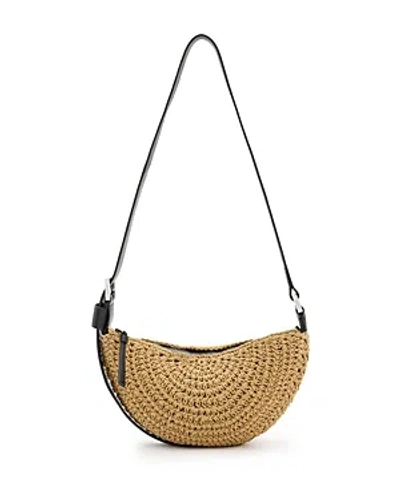 Allsaints Half Moon Knot Crossbody In Almond/light Brass