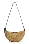 Allsaints Half Moon Crochet Crossbody Bag In Almond