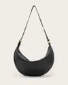 Allsaints Half Moon Leather Crossbody Bag In Black