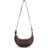 Allsaints Half Moon Leather Crossbody Bag In Burnt Red