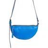 Allsaints Half Moon Leather Crossbody Bag In Cala Blue