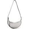 Allsaints Womens Silver Half Moon Metallic Leather Shoulder Bag In Gunmetal Grey