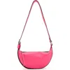 Allsaints Half Moon Leather Crossbody Bag In Hot Pink