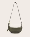 Allsaints Half Moon Leather Crossbody Bag In Military Green