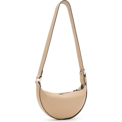 Allsaints Half Moon Leather Crossbody Bag In Brown