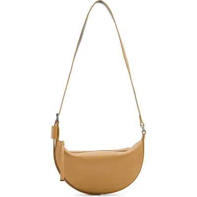 Allsaints Half Moon Leather Crossbody Bag In Palisade Tan