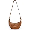 Allsaints Half Moon Leather Crossbody Bag In Sepia Brown