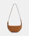 Allsaints Half Moon Leather Crossbody Bag In Sepia Brown
