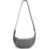 Allsaints Half Moon Leather Crossbody Bag In Slate Grey