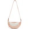 Allsaints Half Moon Leather Crossbody Bag In Soft Pink