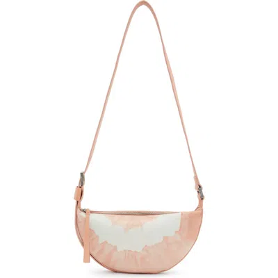 Allsaints Half Moon Leather Crossbody Bag In Soft Pink