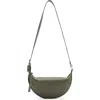 Allsaints Half Moon Leather Crossbody Bag In Tarmac Green