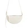 Allsaints Womens White Half Moon Logo-embossed Leather Cross-body Bag In White