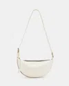 Allsaints Half Moon Leather Crossbody Bag In White