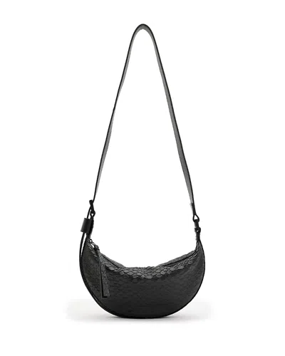 Allsaints Leather Half Moon Cross-body Bag In Green