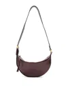 Allsaints Half Moon Leather Crossbody Bag In Burnt Red