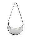 Allsaints Womens Silver Half Moon Metallic Leather Shoulder Bag In Gunmetal Gray