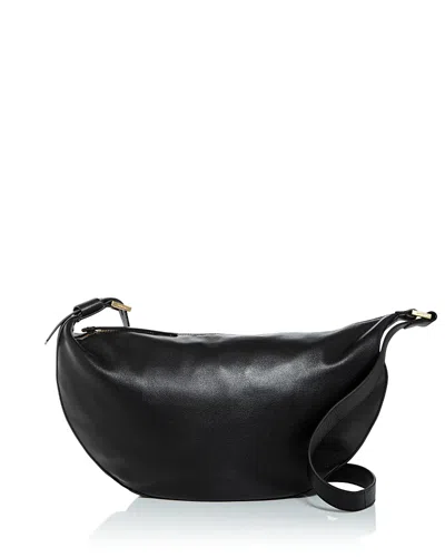 Allsaints Half Moon Leather Shoulder Bag In Black