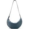 Allsaints Half Moon Leather Shoulder Bag In Blue