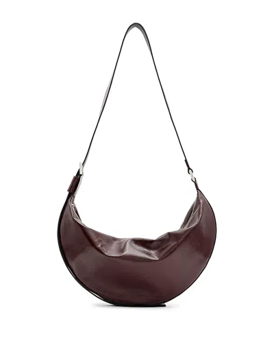 Allsaints Half Moon Leather Shoulder Bag In Burnt Red