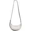 Allsaints Half Moon Metallic Leather Crossbody Bag In Silver