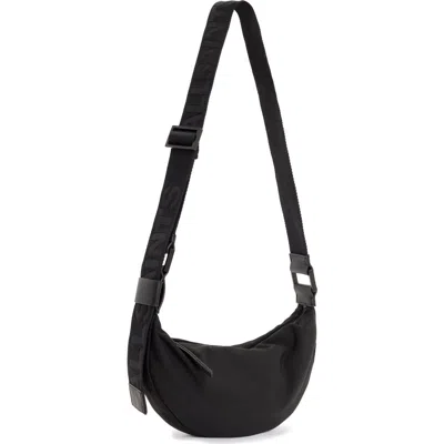 Allsaints Half Moon Nylon Crossbody Bag In Black