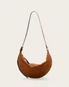 Allsaints Half Moon Suede Shoulder Bag In Cognac Brown