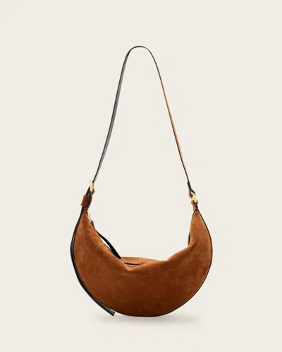 ALLSAINTS HALF MOON LARGE SUEDE CROSSBODY BAG