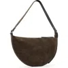 Allsaints Half Moon Suede Shoulder Bag In Brown