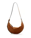 Allsaints Half Moon Suede Shoulder Bag In Cognac Brown
