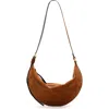 Allsaints Half Moon Suede Shoulder Bag In Cognac Brown