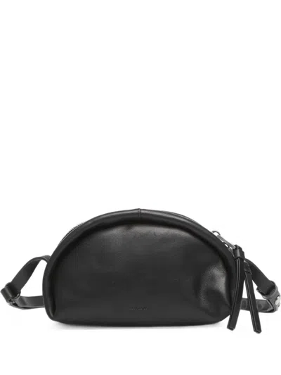 Allsaints Half-moon Leather Cross Body Bag In Black