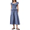 Allsaints Halia Ruffle Cotton Poplin Midi Sundress