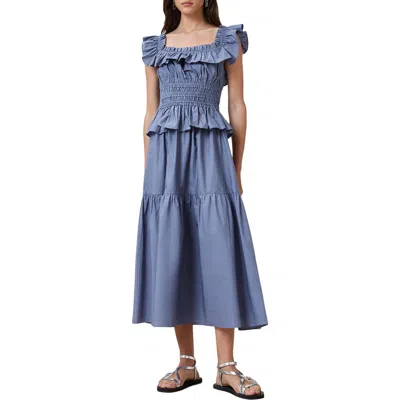 Allsaints Halia Ruffle Cotton Poplin Midi Sundress