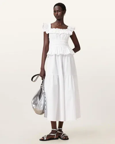 Allsaints Halia Ruffled Cotton Maxi Dress