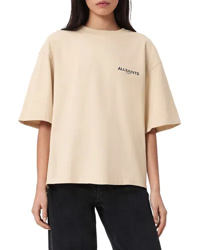 Allsaints Womens Sandy White Halis Amelie Oversized-fit Cotton-jersey T-shirt In Neutral