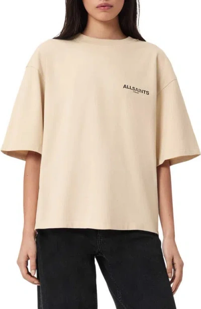 Allsaints Womens Sandy White Halis Amelie Oversized-fit Cotton-jersey T-shirt In Neutral