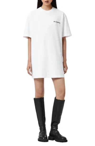 Allsaints Halis Graphic Print Cotton T-shirt Dress In White
