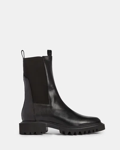 Allsaints Hallie Leather Boots In Black