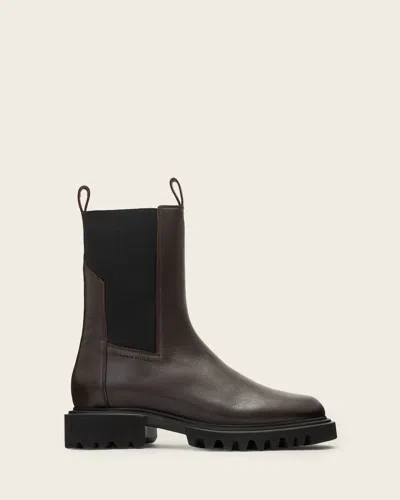 Allsaints Hallie Leather Boots In Brown