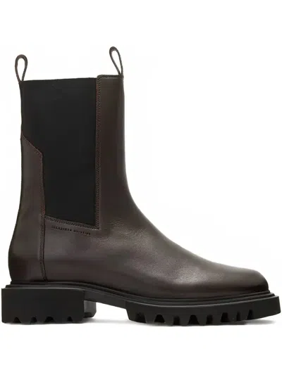 Allsaints Hallie Pull-tab Lug-sole Boots In Brown