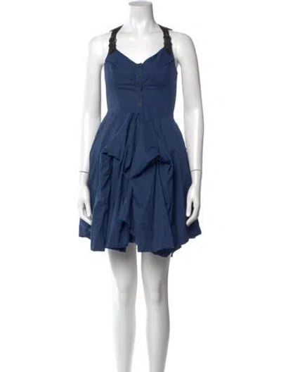 Pre-owned Allsaints Halterneck Mini Dress In Blue