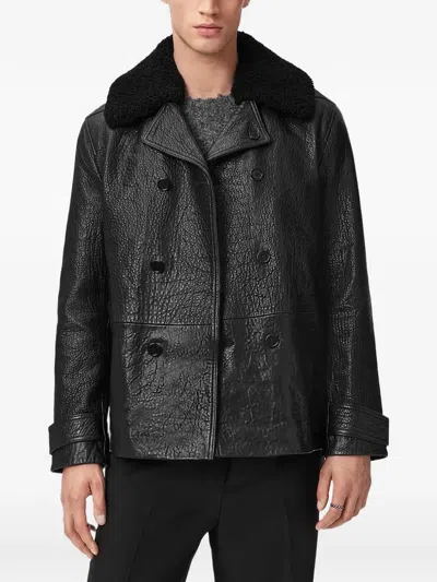 Allsaints Hamlet Leather Jacket In Black