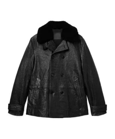 Allsaints Hamlet Leather Jacket In Black